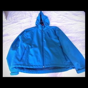 Blue hooded jacket